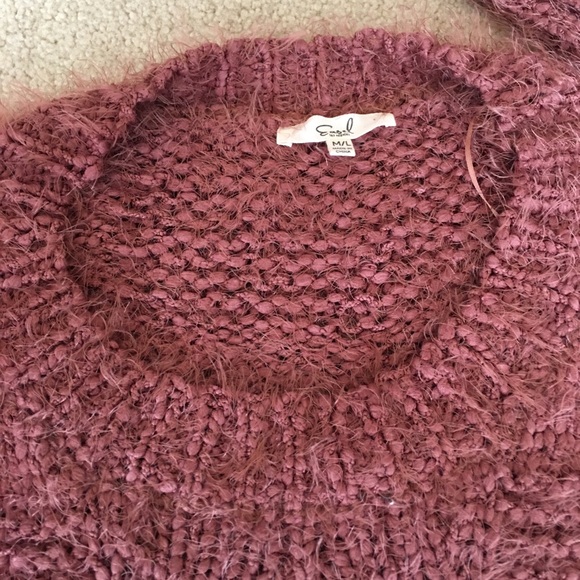 Easel Eyelash Patchwork Knit Rust Sweater-M/L - Picture 5 of 8